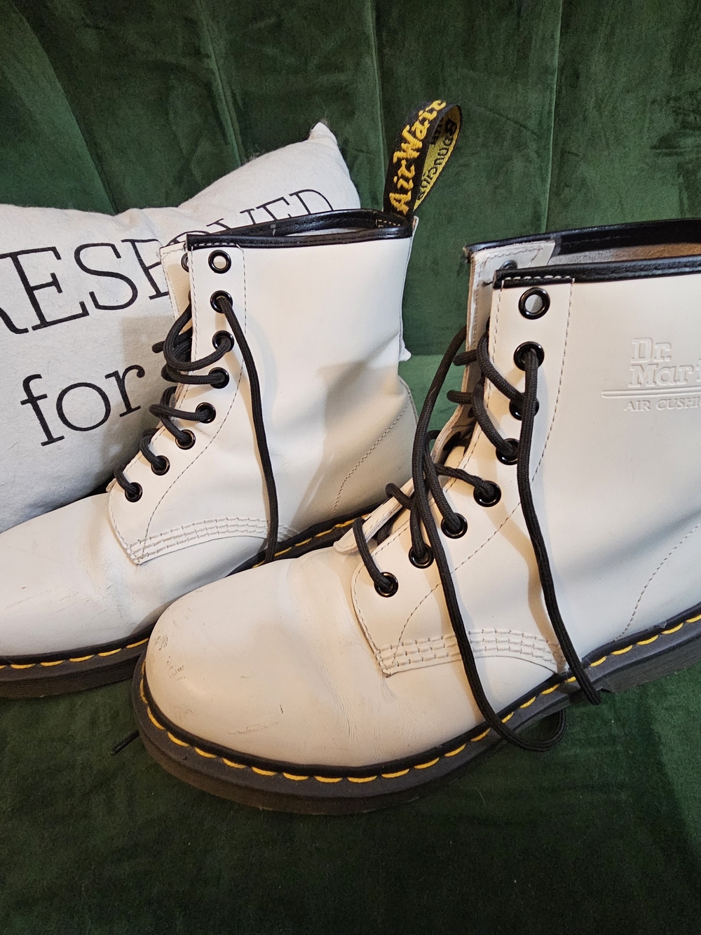 Dr. Martens White Leather 8-Eye Combat Boots